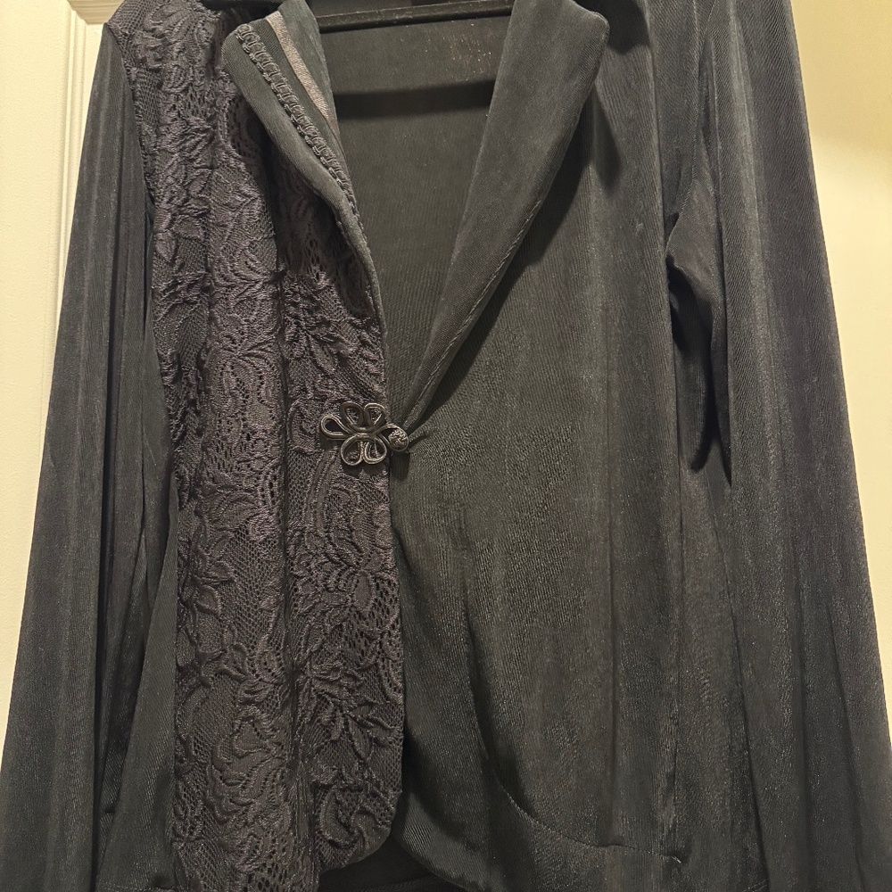 Chicos Travelers Black lace jacket